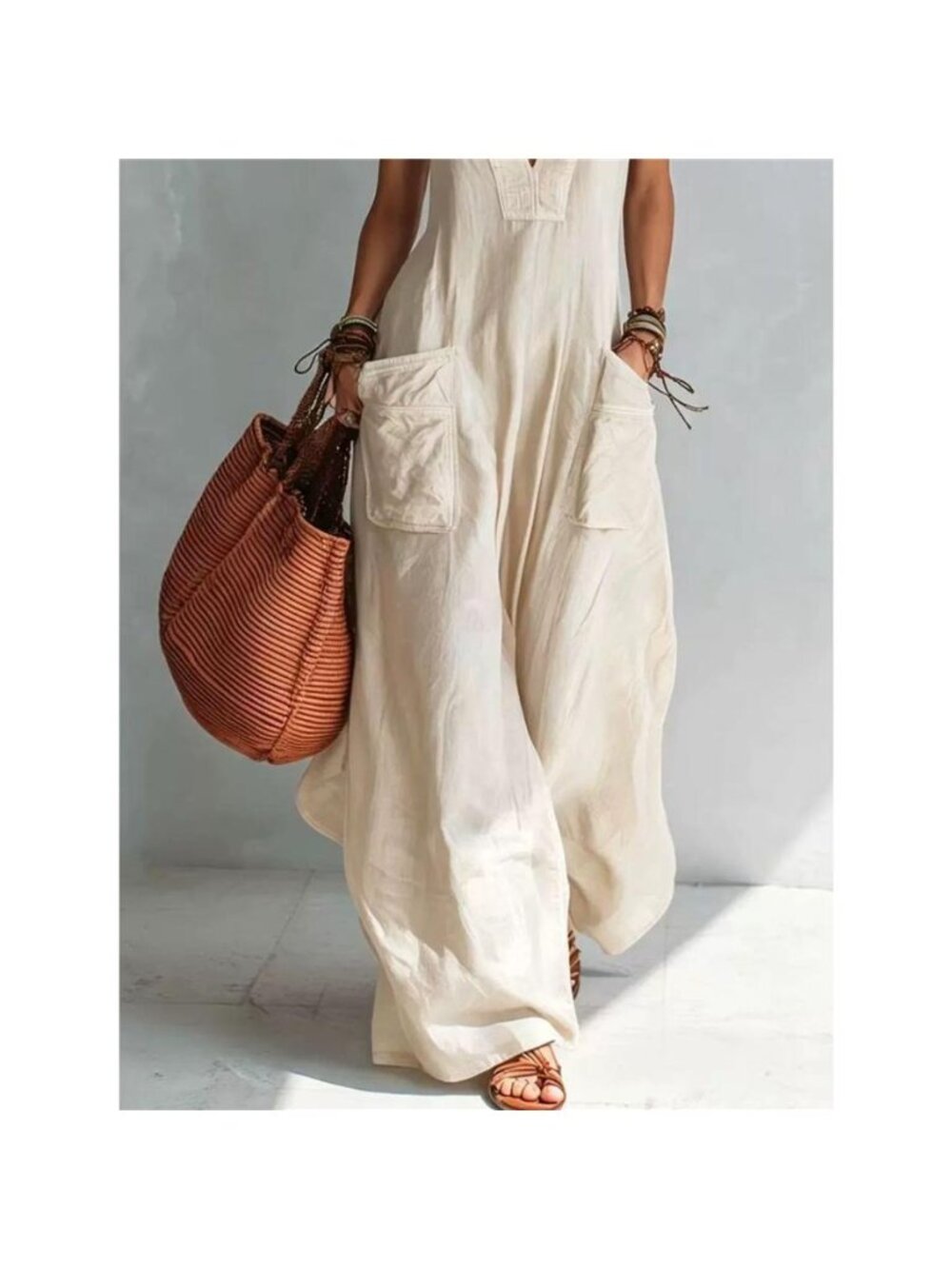Full Size V-Neck Sleeveless Wide-Leg Jumpsuit Plus Size
